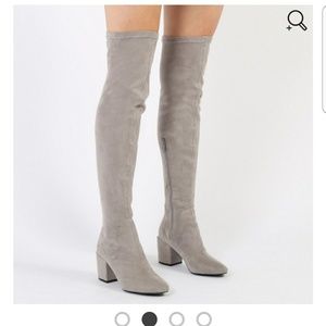 Public desire ANITA boots LIGHT GREY FAUX SUEDE